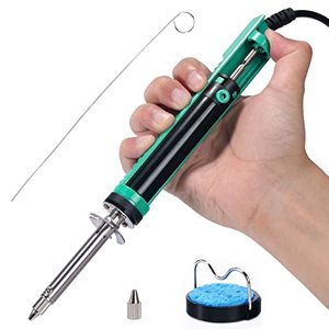 lot 24137 image: YIHUA 929D-V Electric Desoldering Soldering Iron Solder Sucker Desoldering Pump with Shorter Charging Handle and Desoldering Nozzles 1.0mm 1.2mm for Through-Hole Desoldering (visible use)