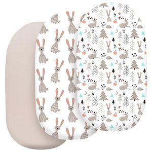 lot 24140 image: WOOLY HEROES MagicFit Bassinet Sheets Adaptable 3-Pack for Baby Girls & Boys - Ultra-Soft, Versatile Fit for Halo, Hourglass, Rectangle & Oval Mattresses - Charming Woodland Design