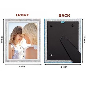 lot 24149 image: Fixwal 8x10 Picture Frames Set of 2, Table Top, Crystal Colored Trim, with Tempered Glass, for Wedding, Tabletop Display or Gift Picture Frame, with Horizontal or Vertical Placement