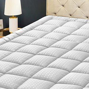 lot 24160 image: HYLEORY Twin XL Mattress Pad Quilted Fitted Mattress Protector Cooling Pillow Top Mattress Cover Breathable Fluffy Soft Mattress Topper with 8-21 Deep Pocket