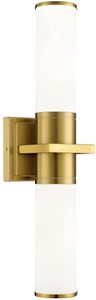 lot 24164 image: OUVR Bathroom Light Fixtures 2 Light, Vanity Lights for Bathroom Mirror Modern Wall Lights with White Glass Shade for Bathroom, Bedroom, Hallway (Gold)