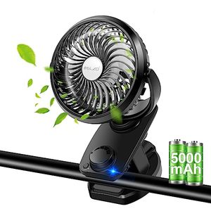 lot 24166 image: ELZO Clip on Fan, 5000mAh USB Desk Fan with 360° Rotation, 5.5 Inch Oscillating Small Fan Max 50H Runtime, Battery Operated Rechargeable Quiet Portable Fan, Clip Fan for Bed Stroller Camping Office