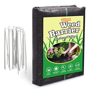 lot 24174 image: 3ft x 50ft Weed Barrier Landscape Fabric Heavy Duty,Durable Ultra Thick Weed Blocker Cover,Garden Fabric Weed Barrier With 20 U-Shaped Securing Pegs For Farming Outdoor Gardening Weed Control Mat