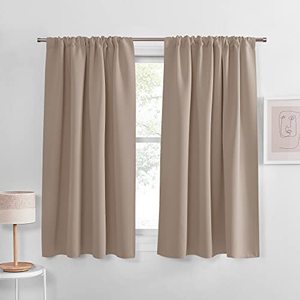 lot 24177 image: PONY DANCE Blackout Window Curtains - Rod Pocket Window Treatments Curtain PanelsDraperies Room Darkening Noise Reducing Home Fashion, Wide 42 x Long 45 inches, Light Taupe, One Pair