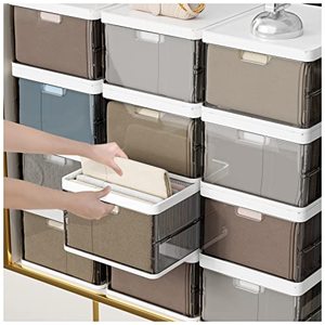 lot 24198 image: Gsiekare 4 Pack Storage Bin with lid, Upgraded 24 Qt Closet Organizers and Storage, Collapsible Totes For Storage, Plastic Stackable Storage Bins, Storage Drawers for Clothes Toys
