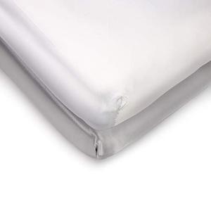 lot 24200 image: Pro Goleem Satin Pack n Play Playard Sheet Fitted 2 Pack Great for Baby Hair Silk Feeling 27x39 Inch Portable Mini Crib Sheet Playard Mattress Cover Unisex White and Gray