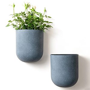 lot 24201 image: LA Jolie Muse Wall Hanging Planter, Wall Plant Pot for Indoor Plant, Wall Decor, Set of 2, 6 Inch, Weathered Gray