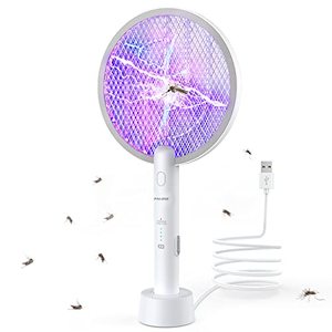 lot 24203 image: PALONE Electric Fly Swatter 3000V Bug Zapper Racket 2 in 1 Fly Swatter with 1200mAh Battery Rechargeable Mosquito Killer Lamp with 3 Layers Safety Mesh for Indoor and Outdoor