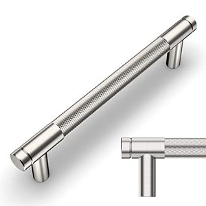 lot 24212 image: Amerdeco 10 Pack Brushed Satin Nickel Knurled Cabinet Pulls 5 Inch Center to Center Kitchen Cabinet Handles for Drawer Dresser, Cupboard and Wardrobe ZH0031