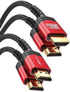 lot 24218 image: JSAUX 8K HDMI Cables 2.1 10FT 2-Pack 48Gbps 8K & 4K Ultra High Speed Cords(8K60Hz 7680x4320, 4K120Hz) eARC HDR10 HDCP 2.2 & 2.3 3D, Compatible for PS5PS4X-BoxRoku TVHDTVBlu-rayLGSamsung QLED