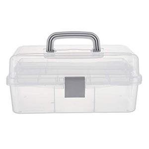 lot 24225 image: Tosnail 12-Inch 3 Layers Plastic Craft Organizer Box Storage Container First Aid Carrying Case for Sewing, Painting, Arts - Clear
