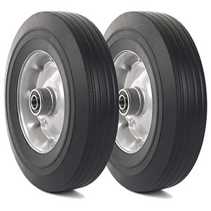 lot 24234 image: AR-PRO (2-Pack) 10x2.5 Flat Free Solid Rubber Replacement Tires - Flat-Free Tires for Hand Trucks and Wheelbarrows with 10� Tires with 58 Axles