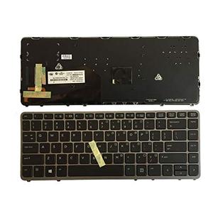 lot 24240 image: Laptop Replacement US Layout with Backlit (Without Pointer) Compatible with HP EliteBook 840 G1 G2  850 G1 G2  745 G1 G2HP ZBook 14 Series (with Silver Frame)