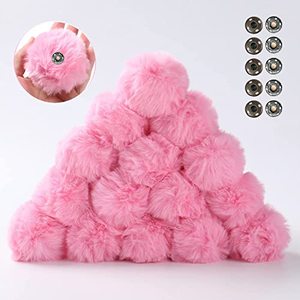 lot 24249 image: Ouliget Pom Pom Balls, DIY Creative Crafts Pom poms, Removeable Button Faux Fur Pom poms,Fluffy Balls Fits Art and Decoration Shoes Scarves Bags,Pink, 20 Pieces, 3 Inches.