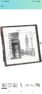 lot 24260 image: Isaac Jacobs 4x4, Antique Bronze, Vintage Style Brass and Glass, Metal Floating Picture Frame