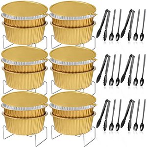 lot 24298 image: 6 Set Disposable Chafing Dishes Buffet Set Chafer Wire Racks Stand Kit Dish Serving Trays Food Warmer Catering Supplies Include Chafer Pans Serving and Buffet Stand for Party (Missing Utensils)