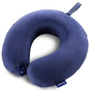 lot 24301 image: Fabuday Travel Pillow Memory Foam - Head Neck Support Airplane Pillow for Traveling, Car, Home, Office, Travel Neck Flight Pillow with Attachable Snap Strap Soft Washable Cover