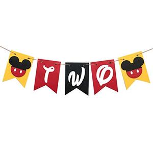 lot 24306 image: Mickey Two Banner High Chair Banner 2nd Birthday Highchair Decoration for Boy Girl Mickey Two Birthday Decorations Party Supplies