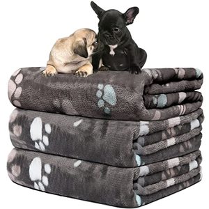 lot 24319 image: 1 Pack 3 Blankets for Dogs Super Soft Fluffy Premium Fleece Pet Blanket Dogs Blankets for Dogs Flannel Throw for Dog Puppy Cat Paw BlanketGrey23x16inch
