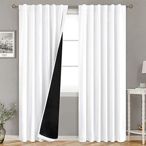 lot 24328 image: BGment Full Blackout Curtains with Thermal Insulation Liner Curtains 95 Inches Long, Rod Pocket and Back Tab Double Layer Room Darkening Window Curtain for Bedroom(52 x 95 Inch, 2 Panels, Pure White)