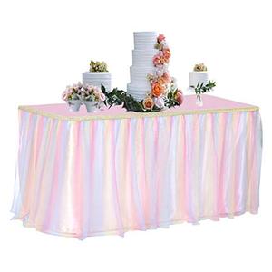 lot 24332 image: MORPHO HELENA 6ft Pastel Tulle Table Skirt for Rectangle or Round Tables Pink Tutu Table Skirts Tablecloth for Princess Baby Shower Girl Birthday Party Cake Dessert Table Decorations