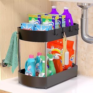 lot 24338 image: SANKEYTEW Under the sink organizers and storage for Kitchen, Bathroom, Cabinet, Enhanced structural design- Anti-corrosion- More space for storage- Black(under sink organizer-1)