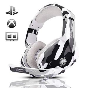 lot 24341 image: PHOINIKAS Gaming Headset for PS4, Xbox One, PC, Laptop, Mac, Nintendo Switch, 3.5MM PS4 Stereo Headset Over Ear Headphones with Noise-Cancelling Mic, Bass Surround - Camo