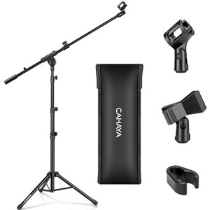 lot 24343 image: CAHAYA Tripod Microphone Stand Boom Arm Floor Mic Stand with Carrying Bag and 2 Mic Clips for Singing Performance Wedding Stage and Mic Mount CY0239 (unverified parts)