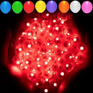 lot 24349 image: Aogist 100pcs Red Balloon Lights,Long Standby Time Waterproof Mini Light,Battery Powered,Round LED Ball Lamp for Latex Balloon Paper Lantern Birthday Christmas Halloween Party Decorative