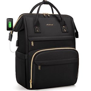 lot 24353 image: LOVEVOOK Laptop Backpack Women Teacher Backpack Nurse Bags, 15.6 Inch Womens Work Backpack Purse Waterproof Anti-theft Travel Back Pack with USB Charging Port (Black)