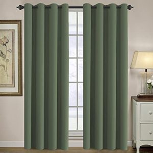 lot 24356 image: H.VERSAILTEX Blackout Curtain for Living Room Thermal Insulated Window Treatment Curtain Extra Long 108 inch Length Energy Saving Solid Grommet Blackout Drape, One Panel, Bronze Green, 52 W x 108 L