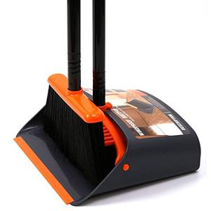 lot 24490 image: TreeLen Broom and Dustpan Set with 52 Long Handle for Home Kitchen Room Office Lobby Floor Use Upright Stand Up Stand Up Broom with Dustpan Combo