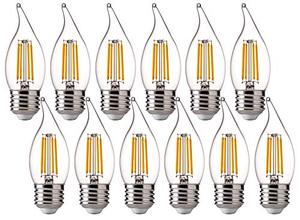lot 24510 image: FLSNT 60 Watts Equivalent LED Chandelier Light Bulbs, Dimmable CA11 LED E26 Base Candelabra Bulbs, 2700K Soft White, 12 Pack