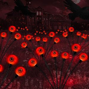 lot 24513 image: Outdoor Halloween Decorations Solar Spooky Lights-12LED Scary Eyeballs Swaying Firefly Light with Magic Halloween Party Decor,Solar Halloween Lights for Outside,Grave Cemetery,Ghost Decor 2PACK Orange