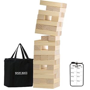 lot 24514 image: SPORT BEATS Medium Tower Game Yard Outdoor Games for Adults and Family Wooden Stacking Games- Includes Rules and Carry Bag-54 Large Blocks  quantity not verified 