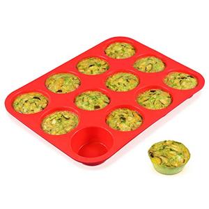 lot 24516 image: CAKETIME 12 Cups Silicone Muffin Pan - Nonstick BPA Free Cupcake Pan 1 Pack Regular Size Silicone Mold
