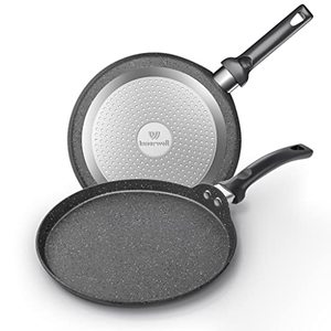 lot 24524 image: Innerwell Nonstick Crepe Pan, 11 Inch Granite Coating Flat Skillet Dosa Tawa Tortilla Pan for Roti, Comales Para Tortillas Pancake Pan, Induction Compatible, PFOA Free  only 1, unsure if used 
