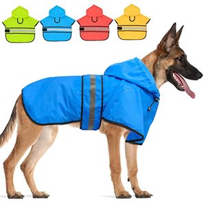 lot 24530 image: Candofly Dog Raincoat Hooded Poncho - Adjustable Waterproof Dog Rain Jacket Lightweight Reflective Dog Rain Coat Pet Slicker for Small Medium Large Dogs (Large, Sky Blue)