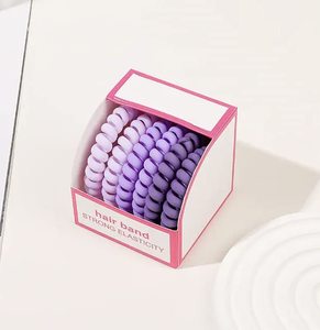 lot 24539 image: HEY SIS Spiral Hair Ties 6pcs No Crease Coil Hair Ties Spiral Ponytail Holders Coils Scrunchies Plastic Phone Cord Hair Bands for Women Girls