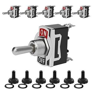 lot 24543 image: Toggle Switch 12V, Heavy Duty 120V SPST ON Off Rocker Switch, 2 Pin SPDT Marine Toggle Switches Waterproof 15A 250V 20A 125V(6 Pack)  quantity not verified 