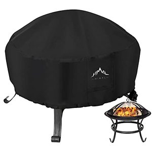 lot 24545 image: Himal Outdoors Fire Pit Cover- Heavy Duty Waterproof 600D Polyster with Thick PVC Coating, Round Fire Pit Cover, Waterproof, 44Inch, Black (Round - 44�D x 24�H)
