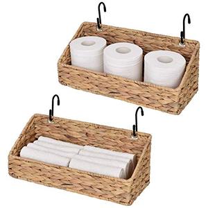 lot 24583 image: StorageWorks Woven Wall Baskets for Storage, Water Hyacinth Baskets for Shelf, Wall Storage for Kitchen and Bathroom, Hanging Baskets for Organizing, 2 Pack