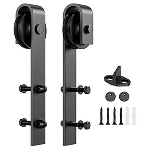 lot 24586 image: HomLxclx Sliding Barn Door Hardware Hangers Rollers 2pcs Compatible with All Barn Door - Fit 1 38-1 34 Thickness Door Panel(Black)
