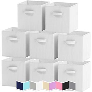 lot 24587 image: Royexe Cube Storage Baskets for Organizing - 11 Inch - Set of 8 Heavy-Duty Storage Cubes for Storage and Organization, Makes The Perfect Bins for Cubby Storage Boxes or Cube Storage Organizer (White)  quantity not verified 