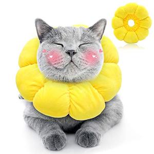 lot 24596 image: HYLYUN Cat Recovery Collar - Cute Sun Flower Neck Cat Cones After Surgery, Adjustable Cat E Collar, Surgery Recovery Elizabethan Collars for Kitten and Cats