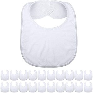 lot 24600 image: Geyoga 20 Pieces Sublimation Blanks White Bibs for Baby Decorating Washable Reusable Fabric Bibs (White)  quantity not verified 