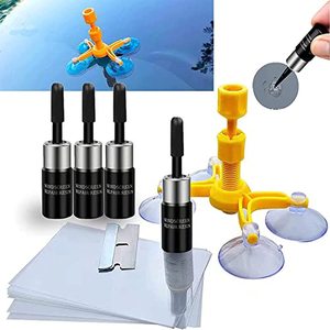lot 24622 image: VICKJES Windshield Repair Kit, Glass Repair Fluid 4 Pcs Car Glass Repair Kit, Windshield Crack Repair Kit, Glass Repair Fluid Quick Fix for Chips, Cracks, Star-Shaped Crack  unsure if used, OPENED 
