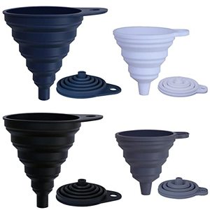 lot 24640 image: KongNai Funnels for Kitchen Use Set of 4, Silicone Collapsible Funnels for Filling Bottles, Food Grade Funnel for Liquid Powder Transfer, Foldable Kitchen Utensils, BPA Free