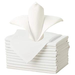 lot 24646 image: VEEYOO Cloth Napkins - 20 x 20 Inch Ivory Dinner Napkin Set of 12, Soft Washable and Reusable Table Napkins for Holiday Dinner, Parties, Wedding and More  quantity not verified 
