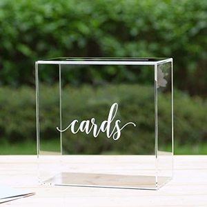 lot 24652 image: UNIQOOO Clear Acrylic Card Box wSlot, Thick DIY Wedding Box Blank White Print, Large 10x10x5.5 in, for Reception Decoration Fundraiser Money Box Election Ballot Graduation Keepsake Party Favor
